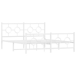 Avis vidaXL Cadre de lit métal sans matelas et pied de lit blanc 150x200 cm
