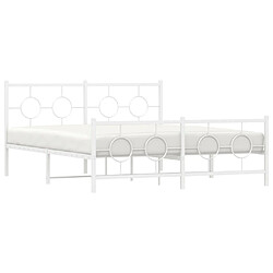 Acheter vidaXL Cadre de lit métal sans matelas et pied de lit blanc 150x200 cm