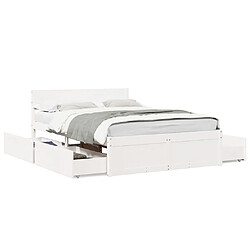 vidaXL Cadre de lit sans matelas blanc 140x190 cm bois de pin massif