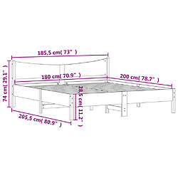 vidaXL Cadre de lit sans matelas blanc 180x200 cm bois massif de pin pas cher