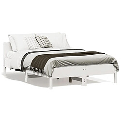 vidaXL Cadre de lit sans matelas blanc 140x190 cm bois de pin massif