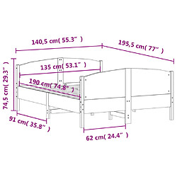 vidaXL Cadre de lit sans matelas 135x190 cm bois de pin massif pas cher