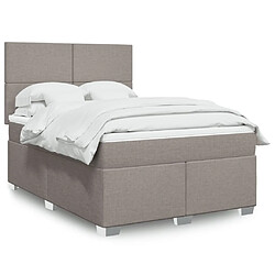 vidaXL Sommier à lattes de lit avec matelas Taupe 140x190 cm Tissu