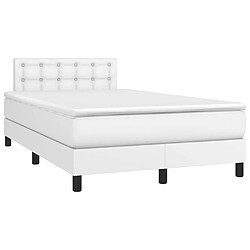 vidaXL Sommier à lattes de lit matelas LED blanc 120x190 cm similicuir
