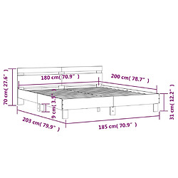 vidaXL Cadre de lit sans matelas blanc 180x200 cm pas cher