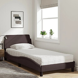 Avis vidaXL Lit avec matelas Dover marron foncé 90x200 cm tissu