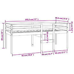 vidaXL Lit haut sans matelas cire marron 90x190 cm bois massif pas cher