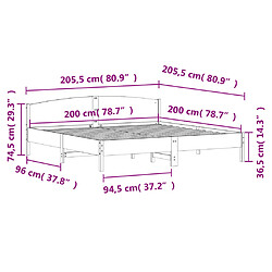 vidaXL Cadre de lit sans matelas 200x200 cm bois massif de pin pas cher
