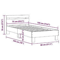 vidaXL Cadre de lit sans matelas avec lumières LED blanc 75x190 cm pas cher