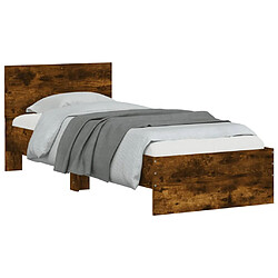 Acheter vidaXL Cadre de lit sans matelas avec tête de lit chêne fumé 90x190 cm