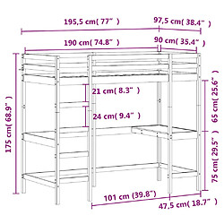 vidaXL Lit superposé sans matelas 90x190 cm bois massif de pin pas cher