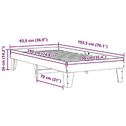 vidaXL Cadre de lit sans matelas 90x190 cm bois de pin massif pas cher