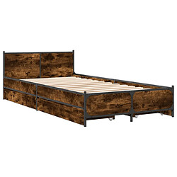 Avis vidaXL Cadre de lit avec tiroirs sans matelas chêne fumé 75x190 cm