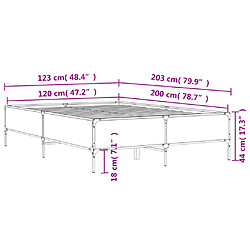 vidaXL Cadre de lit sans matelas chêne fumé 120x200 cm pas cher