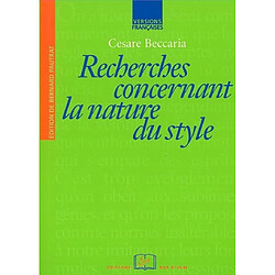 Recherches concernant la nature du style