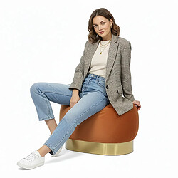 Avis ICONIK INTERIOR Pouf - Velours et métal - Luxe Orange