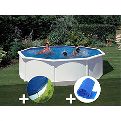GRE Kit piscine acier Fidji ronde 4,80 x 1,22 m Blanc