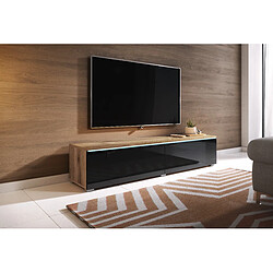 Other Brands Meuble TV Avec Pieds / suspendu Lowboard D - 140 cm - Chêne Wotan / Noir Brillant - Élégance intemporelle pour votre salon