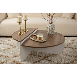 Hanah home Table basse ronde - Noyer et blanc pas cher