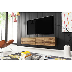 Other Brands Meuble TV suspendu Lowboard D - 140 cm - Effet Chêne Wotan - Avec LED - Style moderne et fonctionnel, Banc TV, Table TV