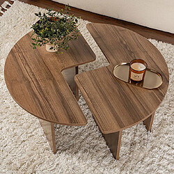 Hanah home Table basse ronde Moira - Noyer pas cher