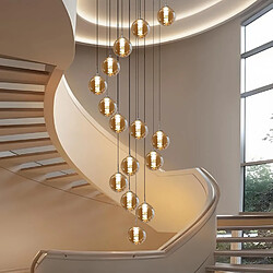 ZMH Suspension Moderne Réglable en Hauteur - 15 Lumières Verre Amber - Pour Salle à Manger/Couloir