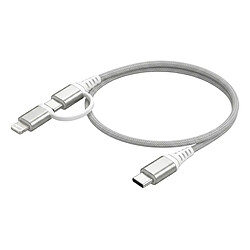 Force Power Câble 2 en 1 USB-C/Lightning - 1,2 m