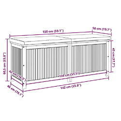 vidaXL Boîte à coussins d'extérieur 150x50x60,5cm bois massif d'acacia pas cher