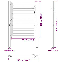 vidaXL Portail jardin noir 100x120 cm - Aluminium pas cher
