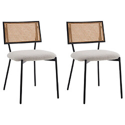 Lisa Design Luciano - lot de 2 chaises cannage - en tissu bouclette