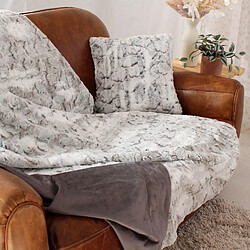 Toilinux Plaid à poils doux LENVIK - 125 x 150 cm - Gris