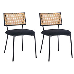 Lisa Design Luciano - lot de 2 chaises cannage - en tissu bouclette