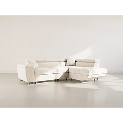 Bestmobilier Baoji - Canapé d'angle droit 5 places convertible avec têtières et coffre en velours côtelé