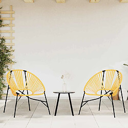 vidaXL Lot de 3 Chaise de jardin noir et jaune résine tressée