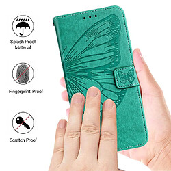 Étui Pour Motorola Moto G05 Gaufrage Papillon Couverture Rabotant Magnétique Cuir Premium GANGXUN Vert