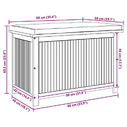 vidaXL Boîte à coussins d'extérieur 90x50x60,5 cm bois massif d'acacia pas cher