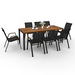 Idmarket market Salon de jardin NOUMEA 8 places - Noir et Bois