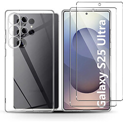 Little Boutik Coque et Verres Trempés Samsung Galaxy S25 Ultra Coque silicone transparente - 2 protections écran - Design élégant et sécuritaire