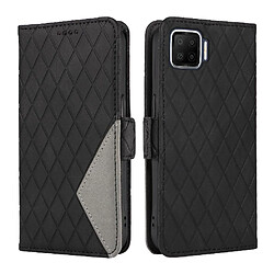 Flip Étui Pour OPPO A73 2020 4G Avec Fente Pour Carte Et Sangle À Main Étui De Protection Élégant Pour Téléphone Deux Motifs D'épissage De Couleur FOXDOCK Noir