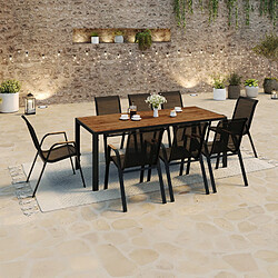 Idmarket market Salon de jardin NOUMEA 8 places - Noir et Bois