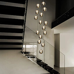 ZMH Suspension Moderne à 15 Lumières - Verre Gris Fumé Réglable en Hauteur - Pour Salle à Manger/Galerie