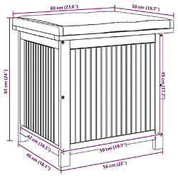 vidaXL Boîte à coussins d'extérieur 60x50x61 cm bois massif d'acacia pas cher