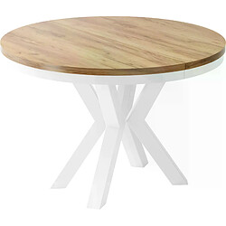 Wfl group Table à manger extensible ronde - Chêne craft or