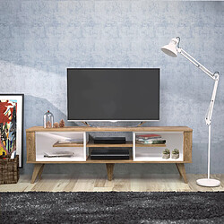 Decorotika Meuble TV Ionis de 160 cm avec niches (Blanc et Oud)