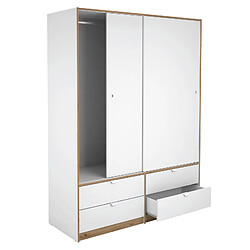 Pegane Meuble de rangement, armoire de rangement coloris chêne, blanc - Hauteur 200 x Longueur 150 x profondeur 55 cm