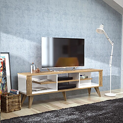 Decorotika Meuble TV Ionis de 160 cm avec niches (Blanc et Oud)