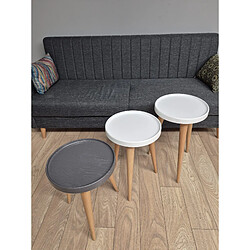 Decorotika Tables gigones, set de 3, pieds en bois, colorés (Blanc et Anthracite)