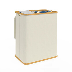Acheter Idmarket Panier à linge 140 L 2 bacs amovibles bambou RITA tissu écru