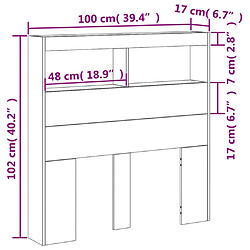 vidaXL Armoire tête de lit avec LED blanc 100x17x102 cm pas cher