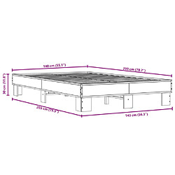 vidaXL Cadre de lit sans matelas chêne fumé 140x200 cm pas cher